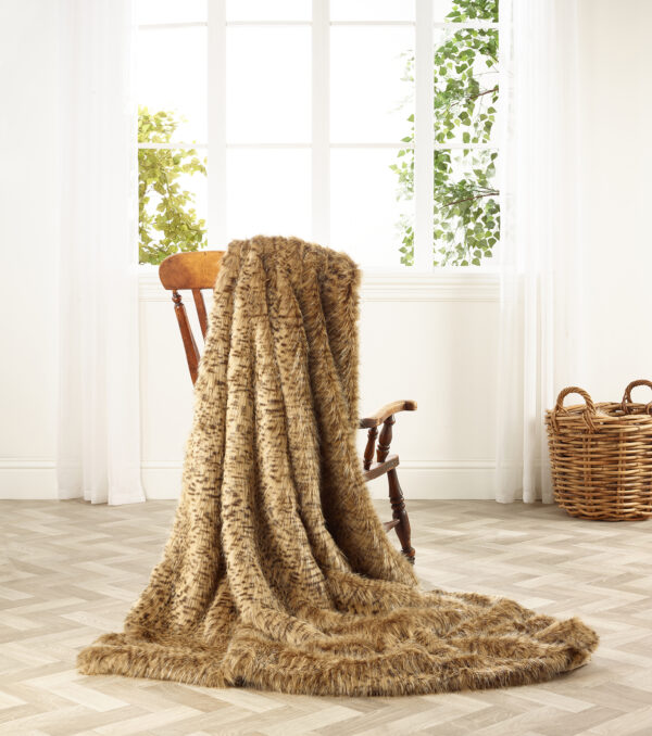 Gold Civet Faux Fur Throw