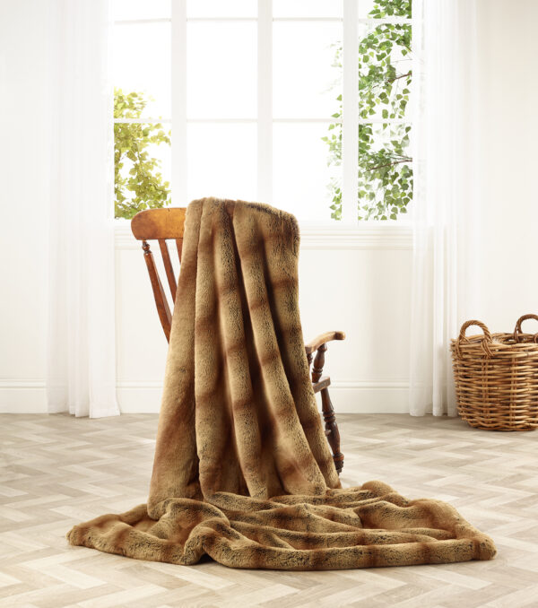 Gold Alaska Rabbit Faux Fur Throw