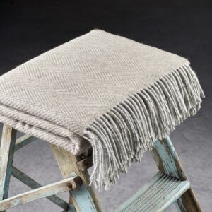 Light Grey Herringbone Shetland Wool Blanket