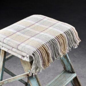 Light Grey Check Shetland Wool Blanket