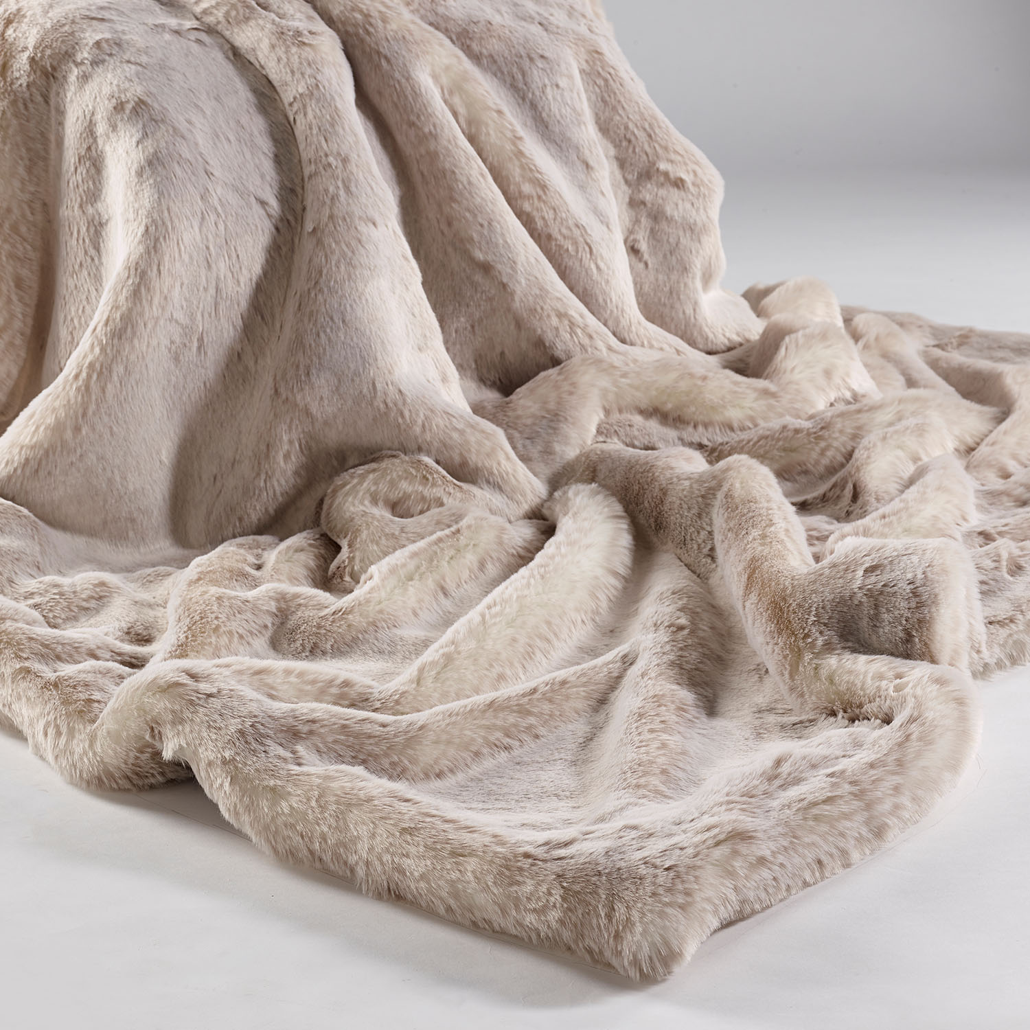 Beige Alaska Fox Faux Fur Throw Made in Britain Katrina Hampton