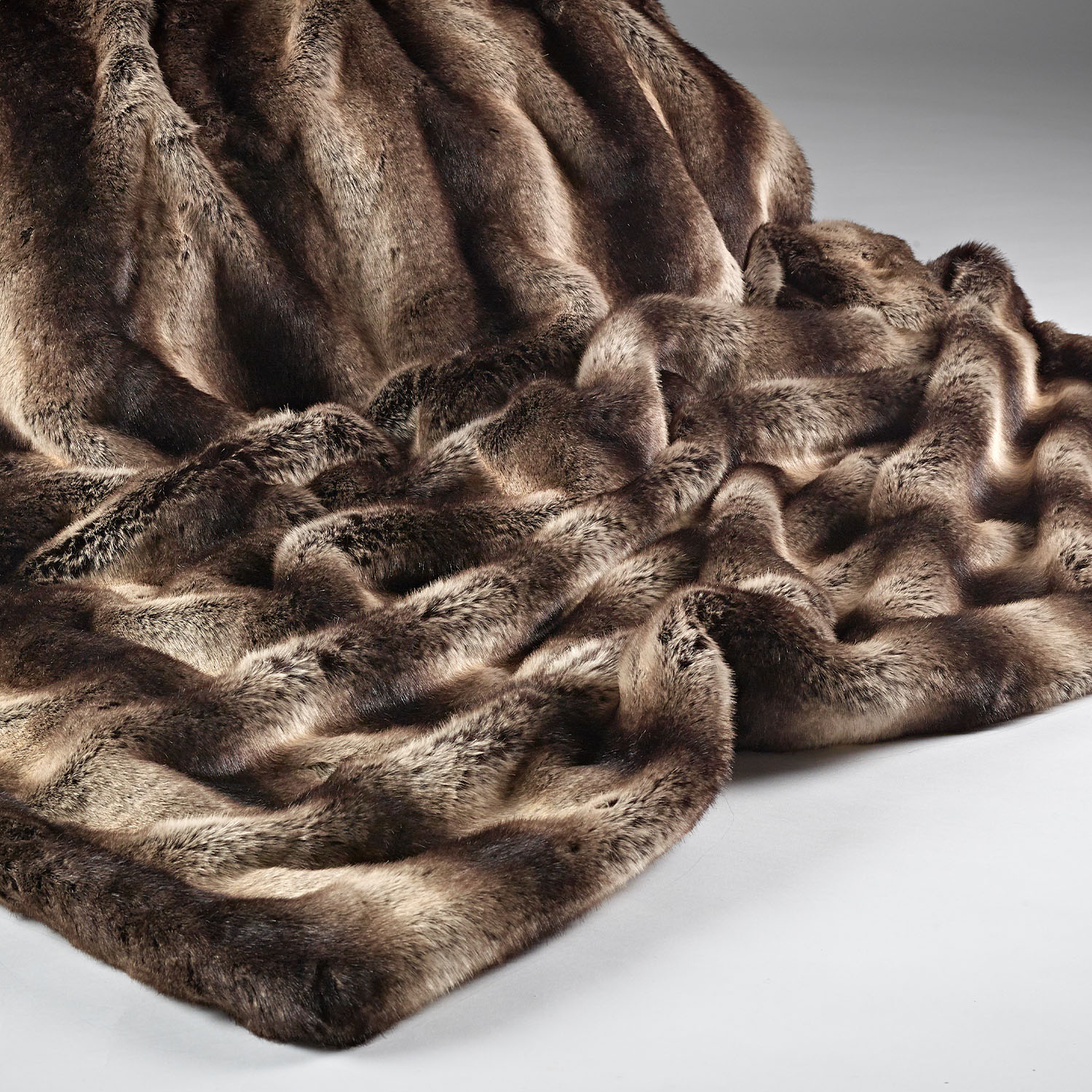 Dark Brown Alaska Faux Fur Throw Made in Britain Katrina Hampton