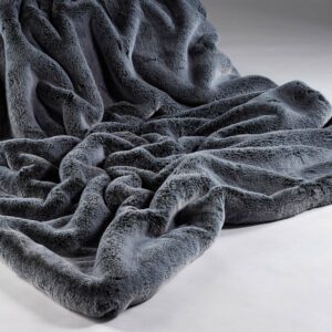 Frosted Gunmetal Faux Fur Throw