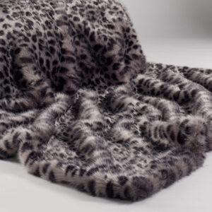 Grey Leopard Faux Fur Throw