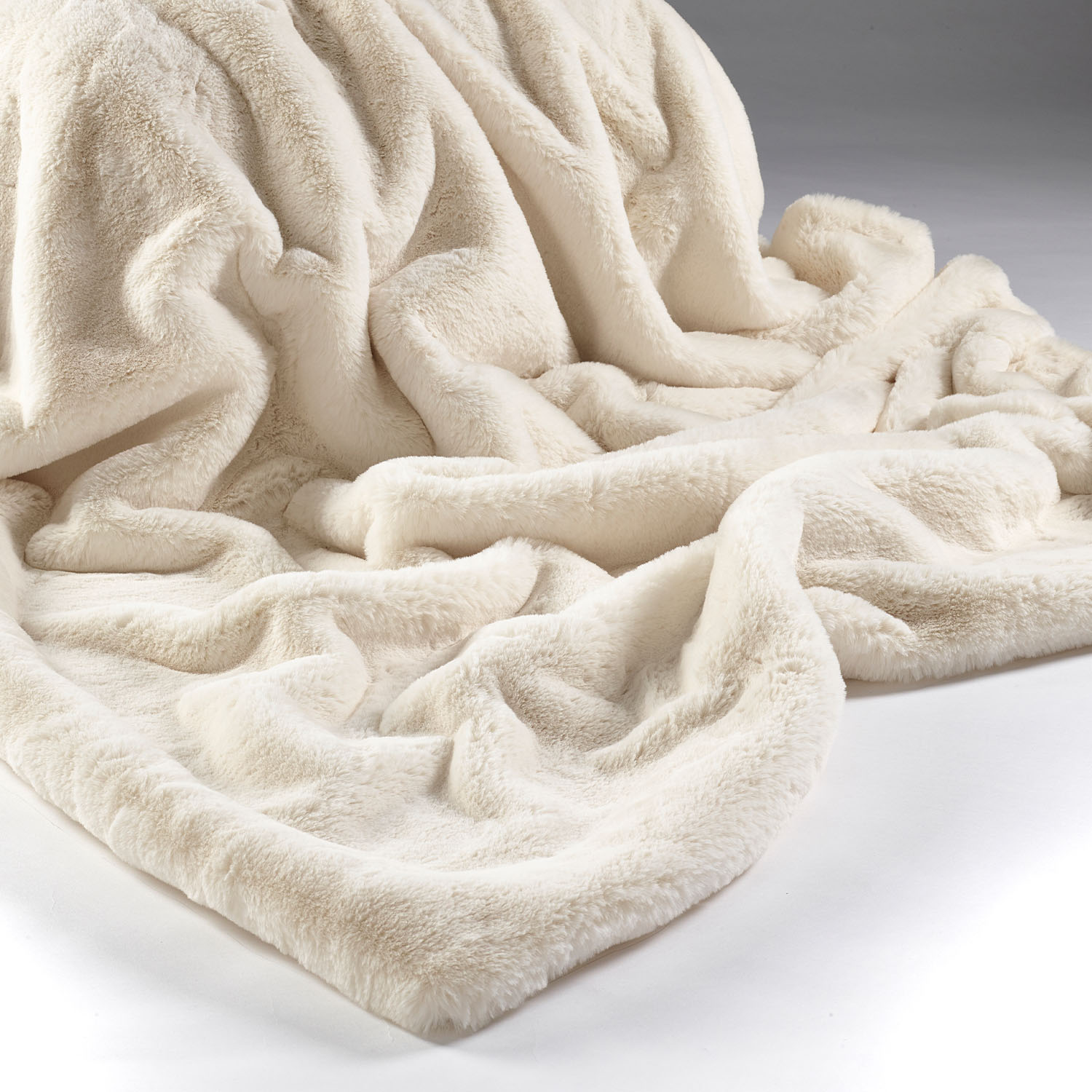 Soft Cream Faux Fur Throw Made in Britain Katrina Hampton