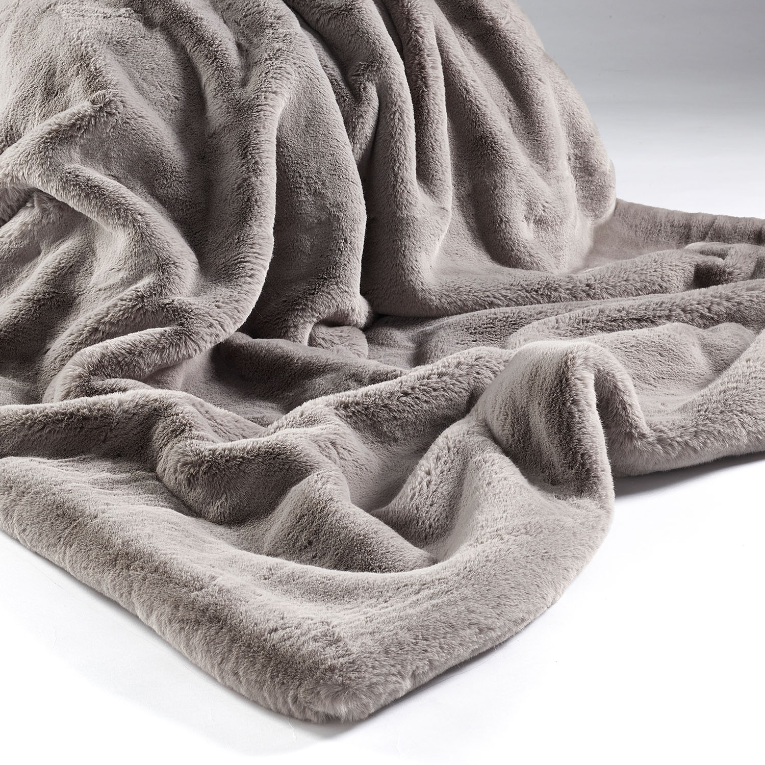 Soft Grey Faux Fur Throw Made in Britain Katrina Hampton