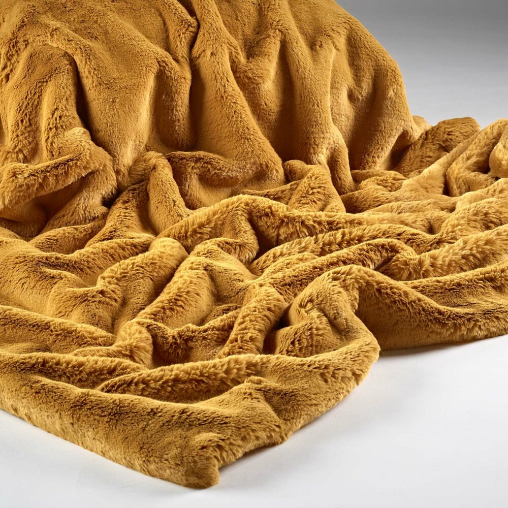 Soft Mustard Faux Fur Throw