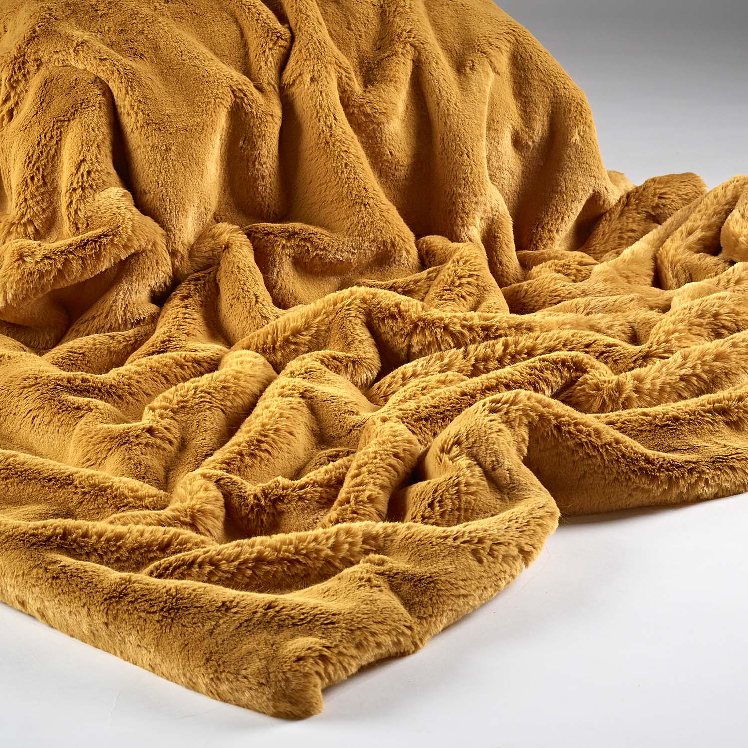 Soft Mustard Faux Fur Throw Made in Britain Katrina Hampton