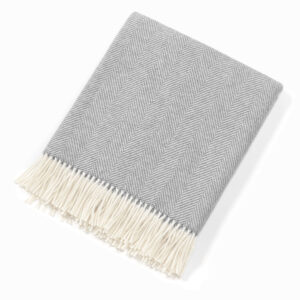 Flint Herringbone Shetland Wool Blanket