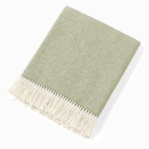 Sage Herringbone Shetland Wool Blanket